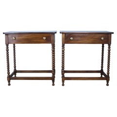 Pair of Bobbin Turned Leg Side Tables, Custom Made of Old Wood