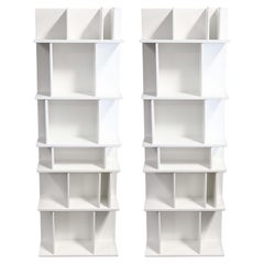 Pair of BoConcept Como System Matte White Lacquered Contemporary Shelving Units