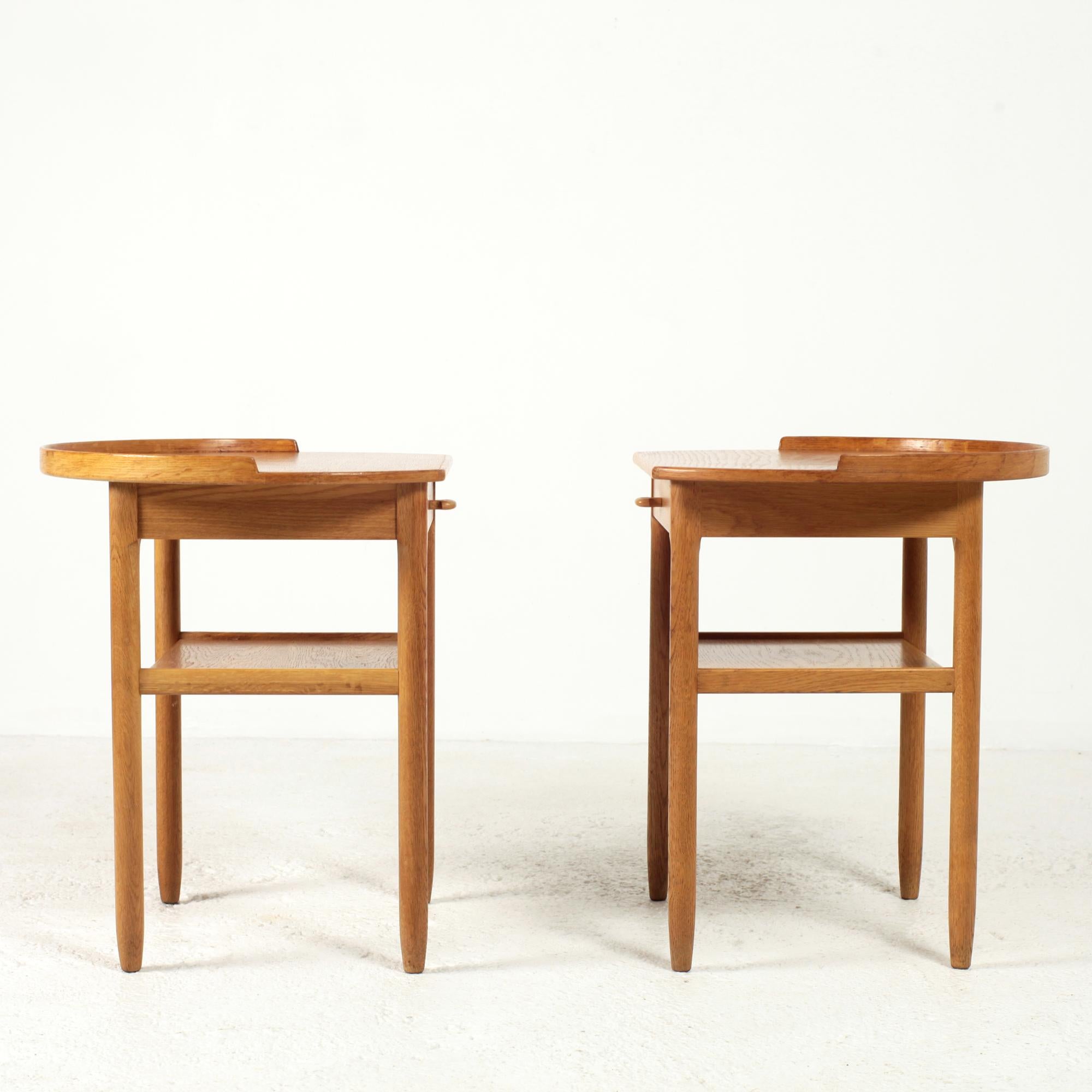 Scandinavian Modern Pair of Bodafors Oak Night Stands by Sven Engström and Gunnar Myrstrand 1960's