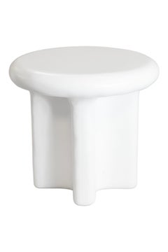 Pair Of Bodene Round Ivory Cast Resin Side Tables By Vuue