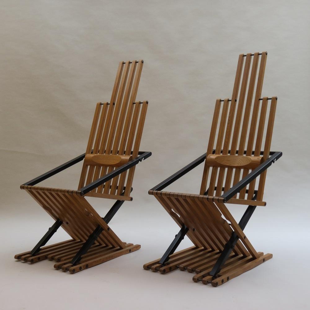 Pair of Body Chairs by Jim Warren Pearl Dot 1979 Yoga Chair Slatted Ash Chair In Good Condition For Sale In Stow on the Wold, GB