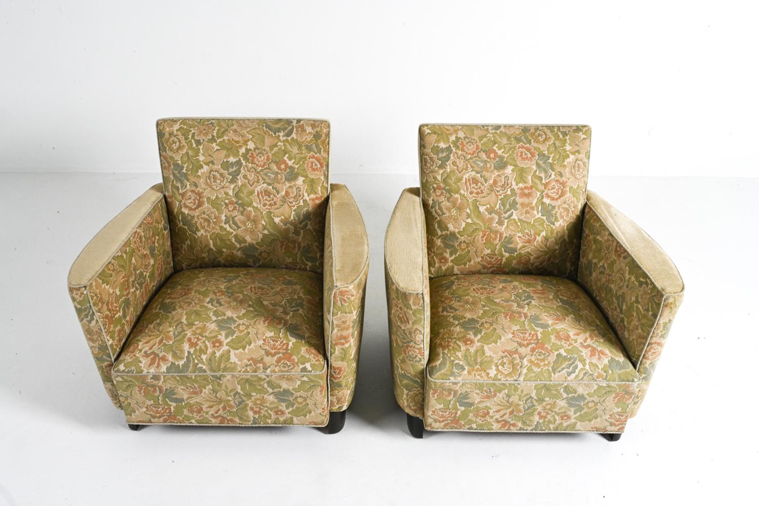 Mid-Century moderno Coppia di sedie in stile Boesen in faggio e mohair di Slagelse Mobelvaerk in vendita