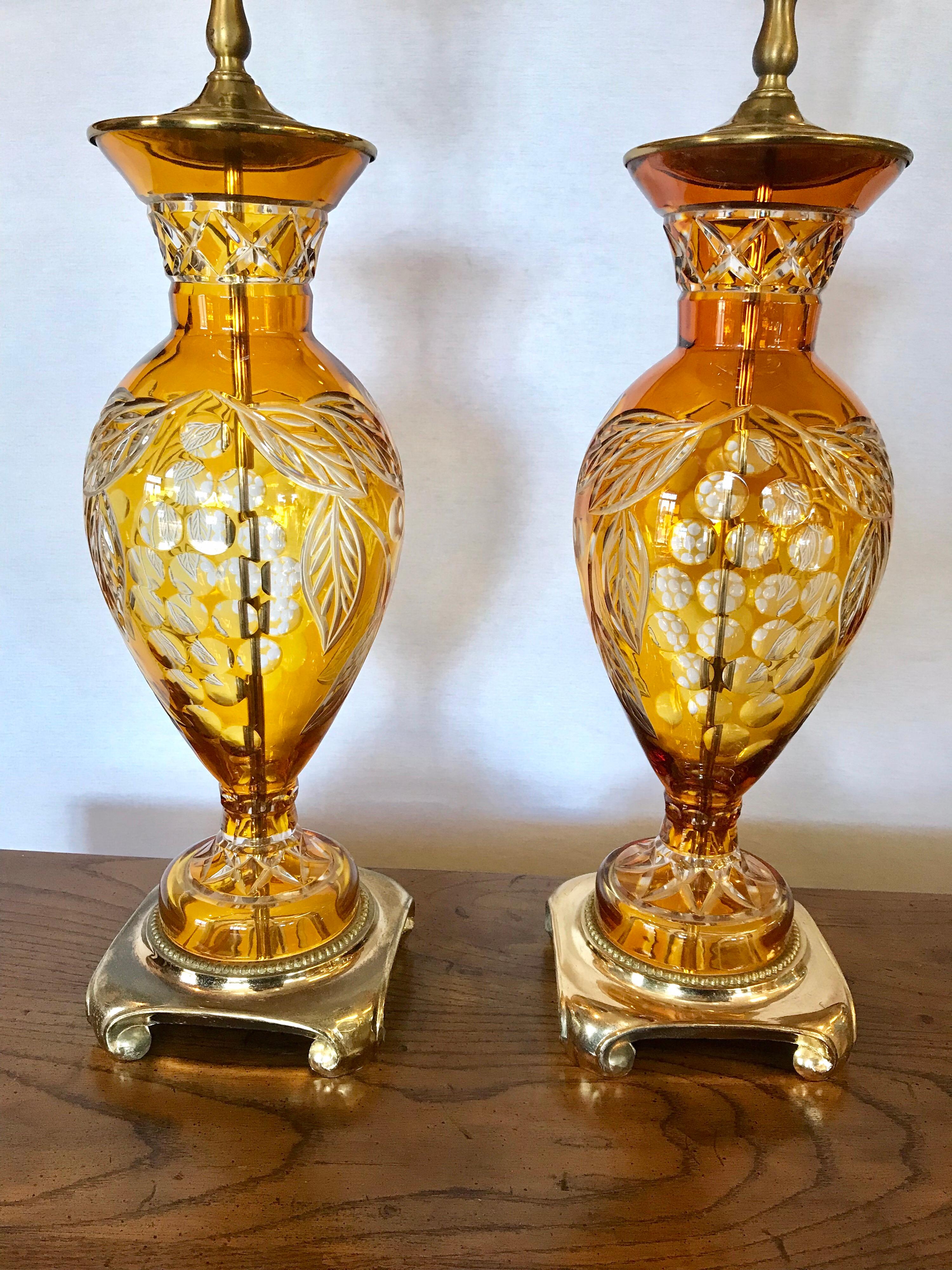antique amber glass lamp