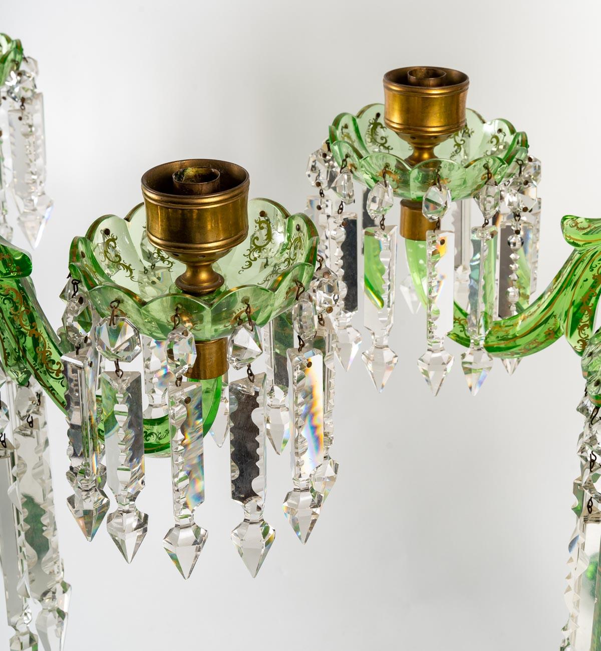 Pair of Bohemian Candelabras, 19 Century In Good Condition In Saint-Ouen, FR
