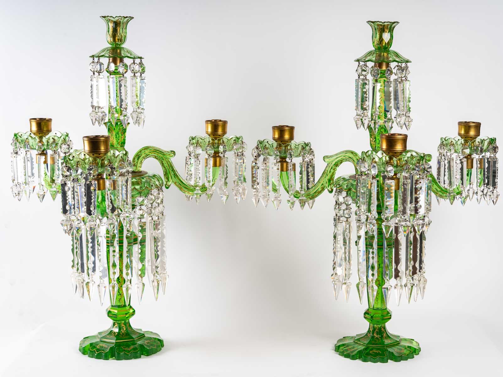 Pair of Bohemian Candelabras, 19 Century 1