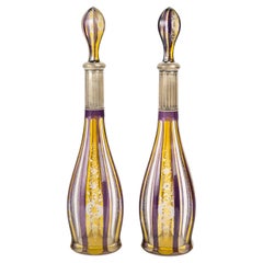 Pareja de decantadores de cristal de Bohemia, principios del siglo XX, estilo Napoleón III.