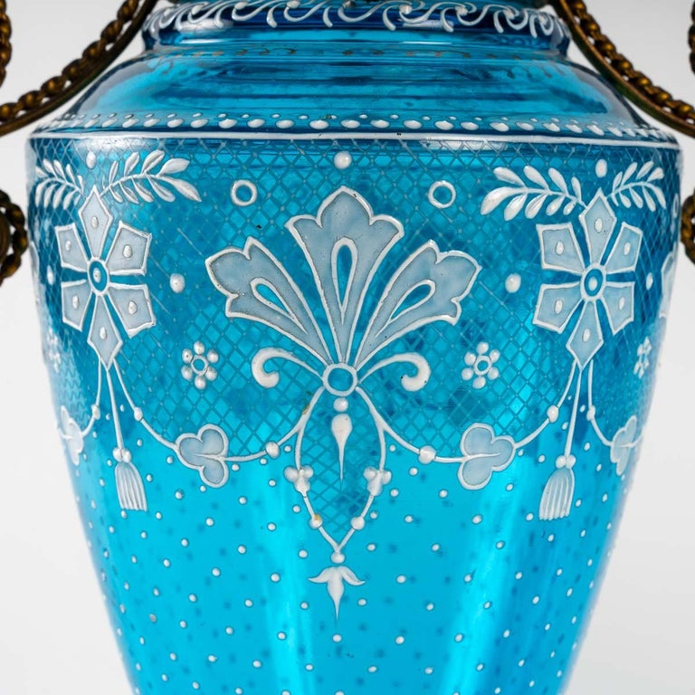 Pair of Bohemian Crystal Vases For Sale at 1stDibs