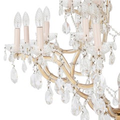 Pair of Bohemian Faceted Glass Rococo Style Chandeliers