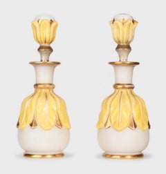 Pair of Bohemian Opaline Glass and Gold Enamel Perfume/Scent Bottles, France