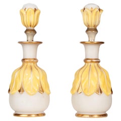 Antique Pair of Bohemian Opaline Glass and Gold Enamel Perfume/Scent Bottles, France