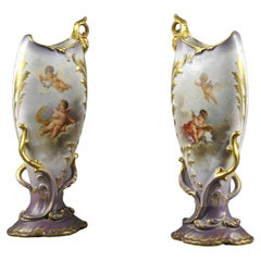 Pair Of Bohemian Porcelain Vases Signed Fischer & Mieg