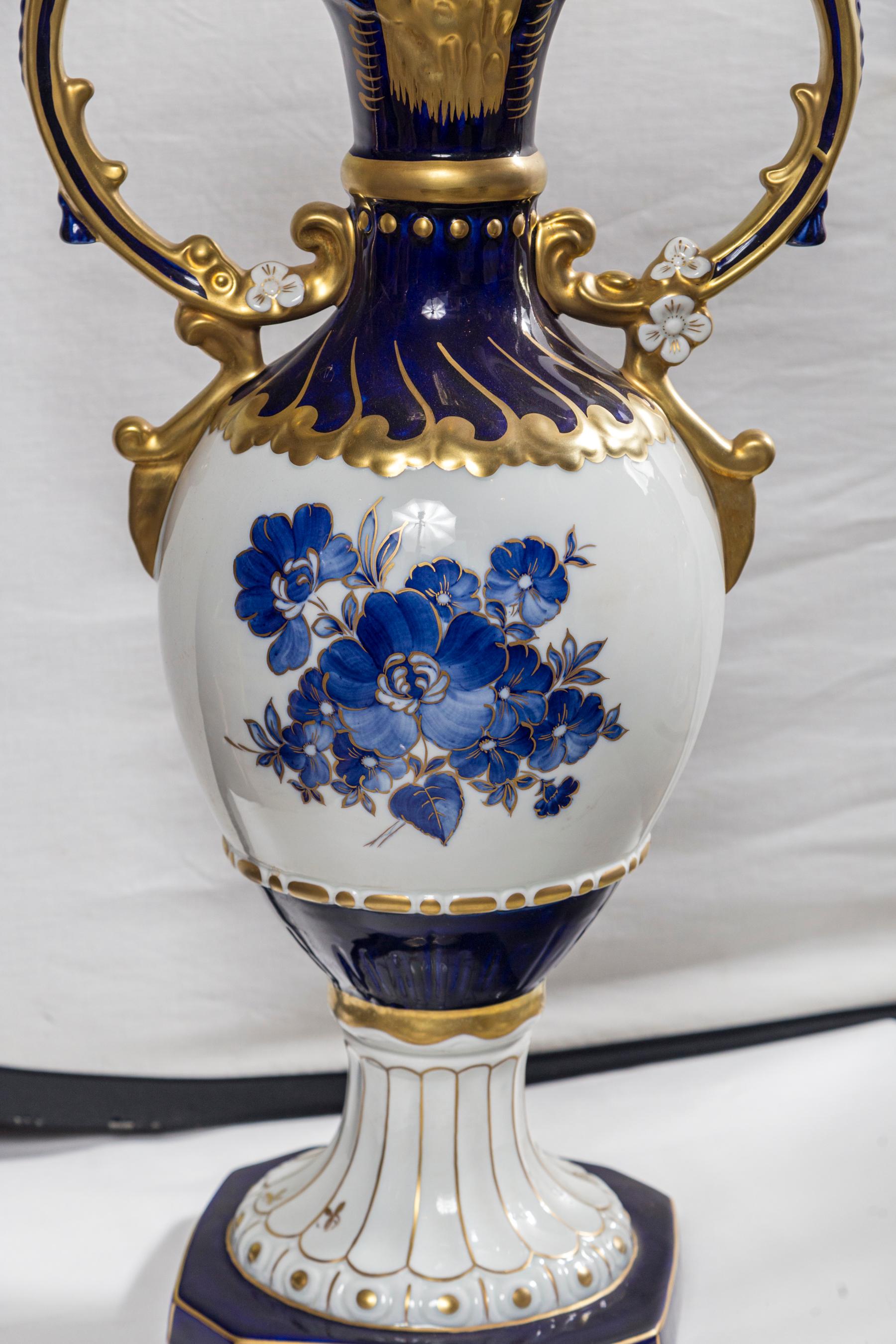 gold and white vases