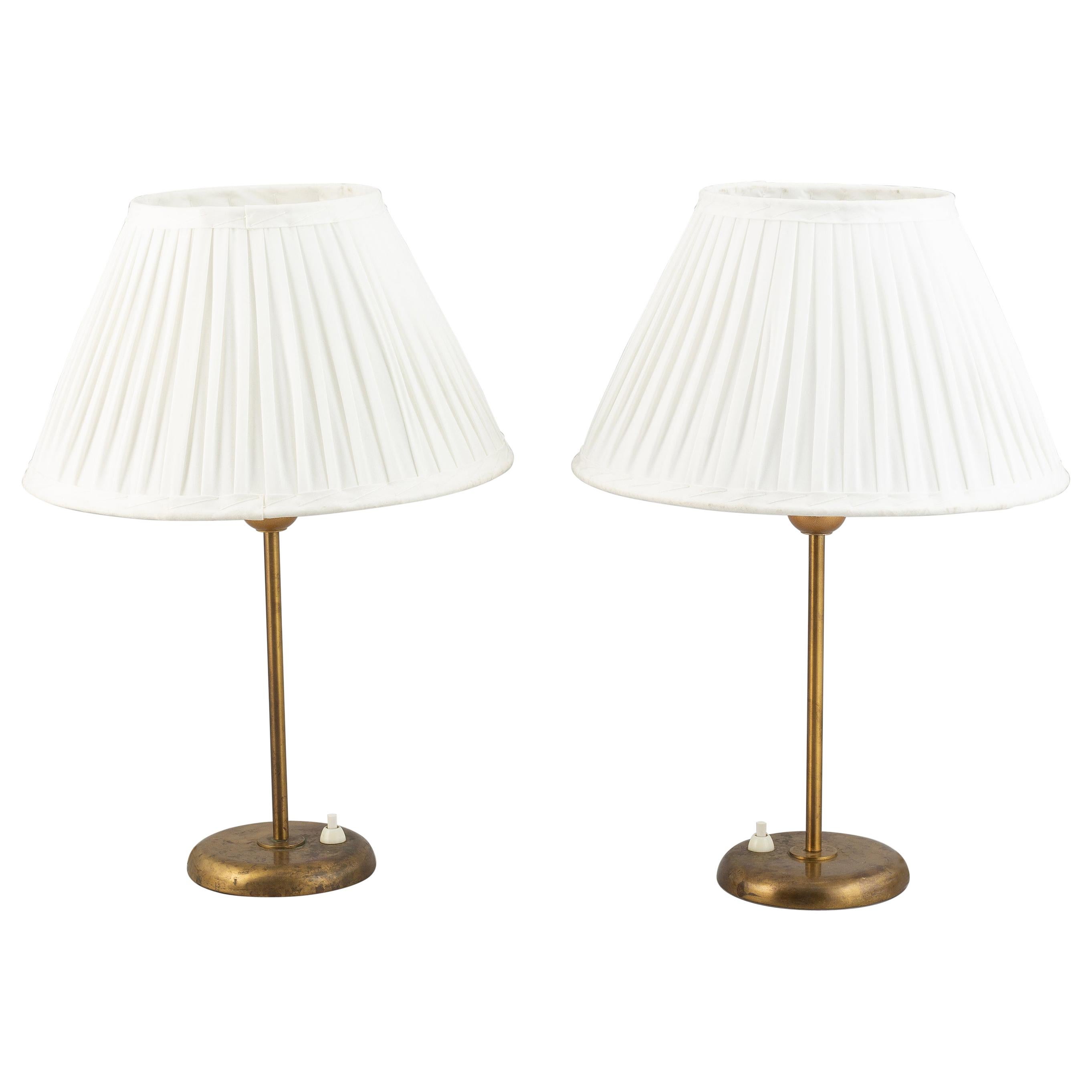 Pair of Böhlmarks Table Lamps in Brass Produced in Sweden, 1950s