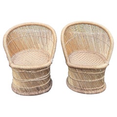 Pareja de sillas de ratán de cuerda trenzada Boho Chic