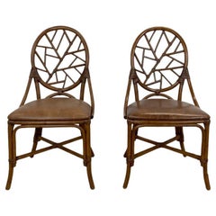 Vintage Pair of Boho Modern Side Chairs or Dining Chairs