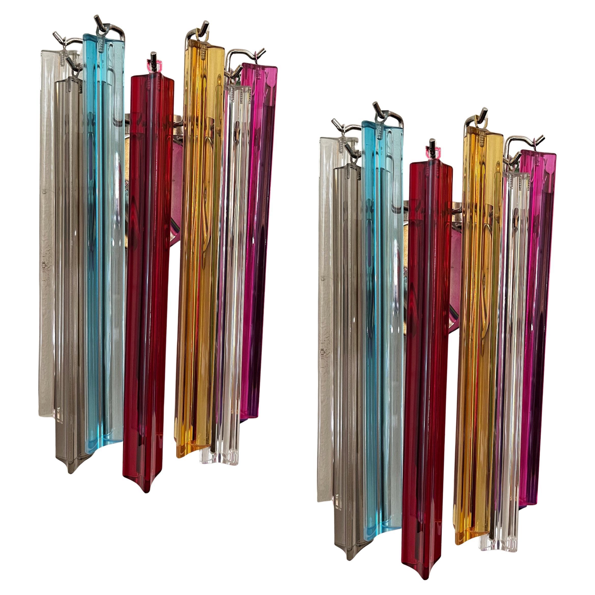 Paire d'appliques murales de Murano colorées et audacieuses