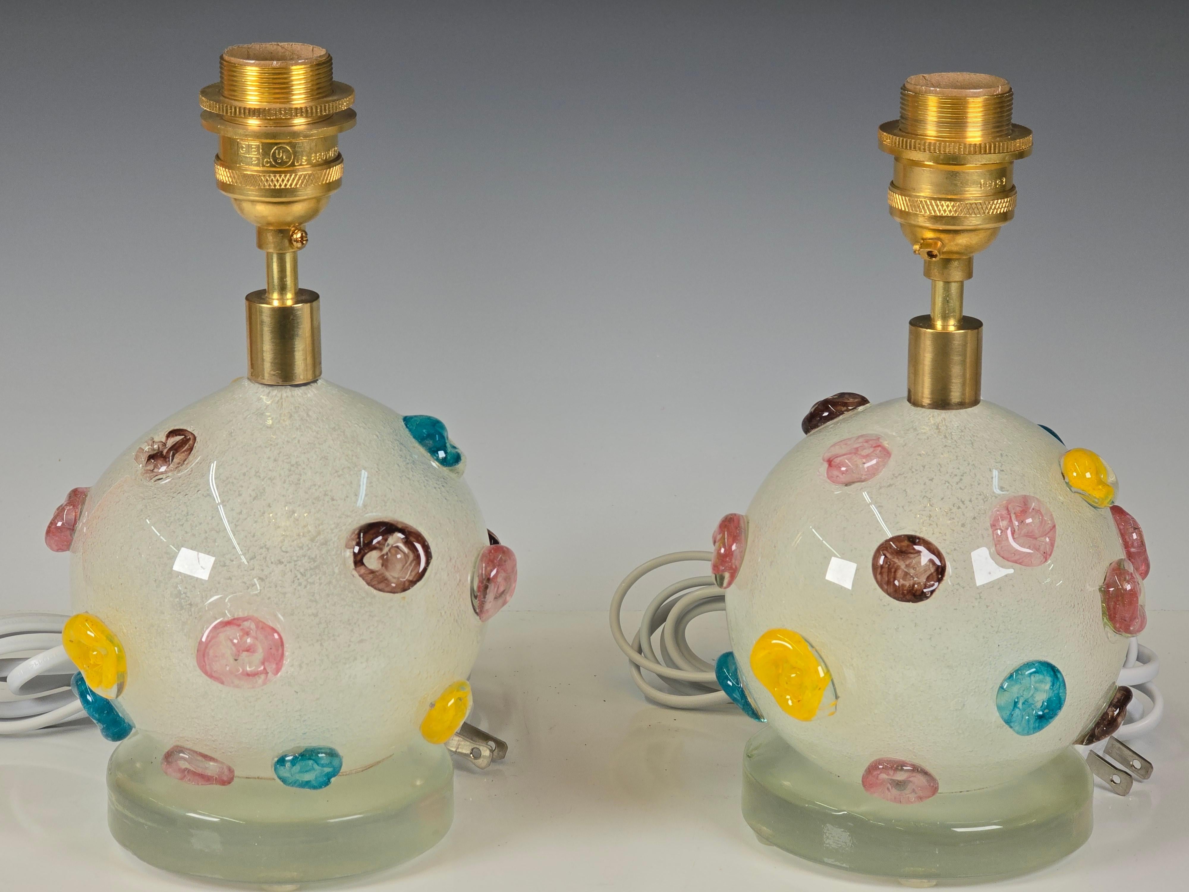 italien Paire de lampes en verre Bolicine, Murano, années 1950 en vente