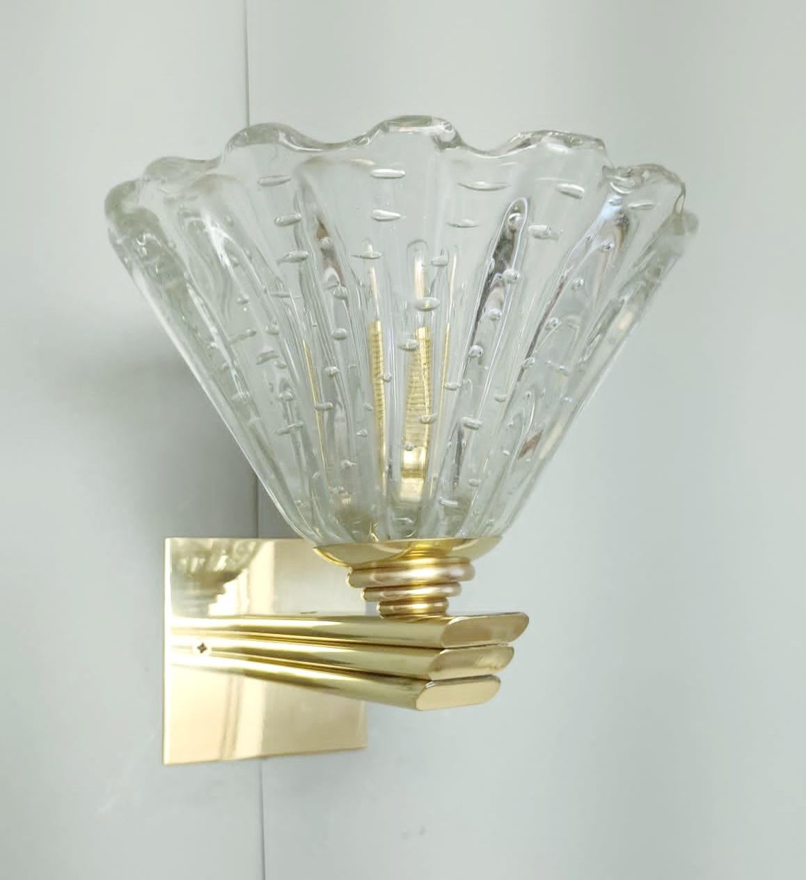Mid-Century Modern Pair of Bollicine Cups Sconces by Barovier e Toso, 3 Pairs Available For Sale