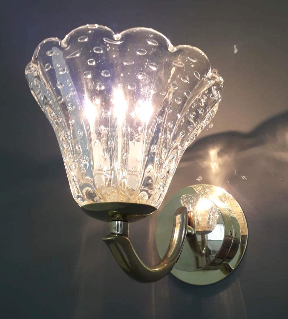 Mid-Century Modern Pair of Bollicine Cups Sconces by Barovier e Toso, 3 Pairs Available For Sale