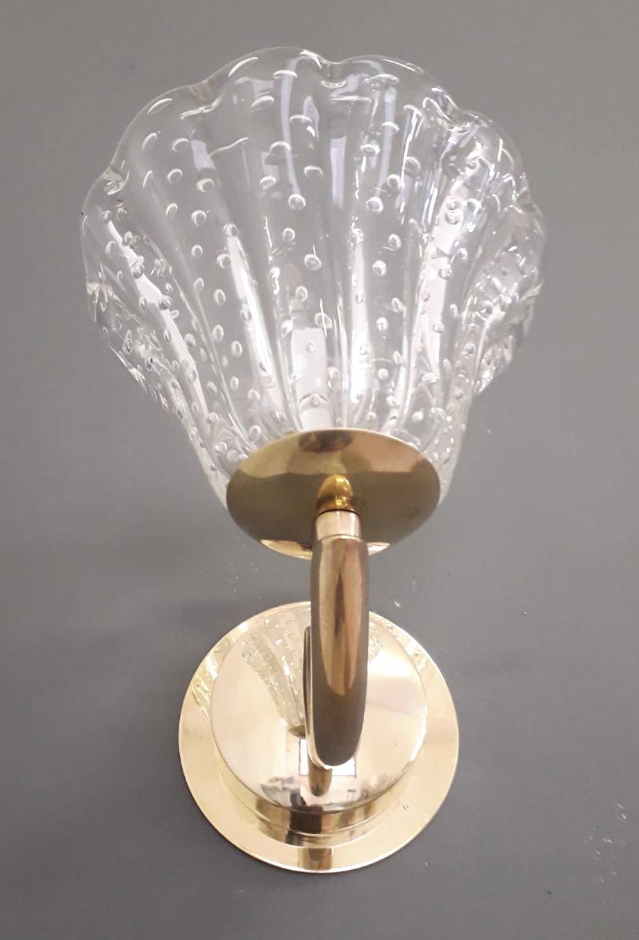 Italian Pair of Bollicine Cups Sconces by Barovier e Toso, 3 Pairs Available For Sale