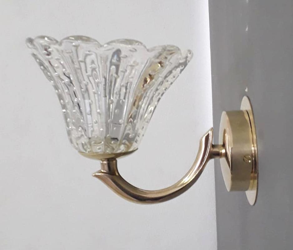 20th Century Pair of Bollicine Cups Sconces by Barovier e Toso, 3 Pairs Available For Sale