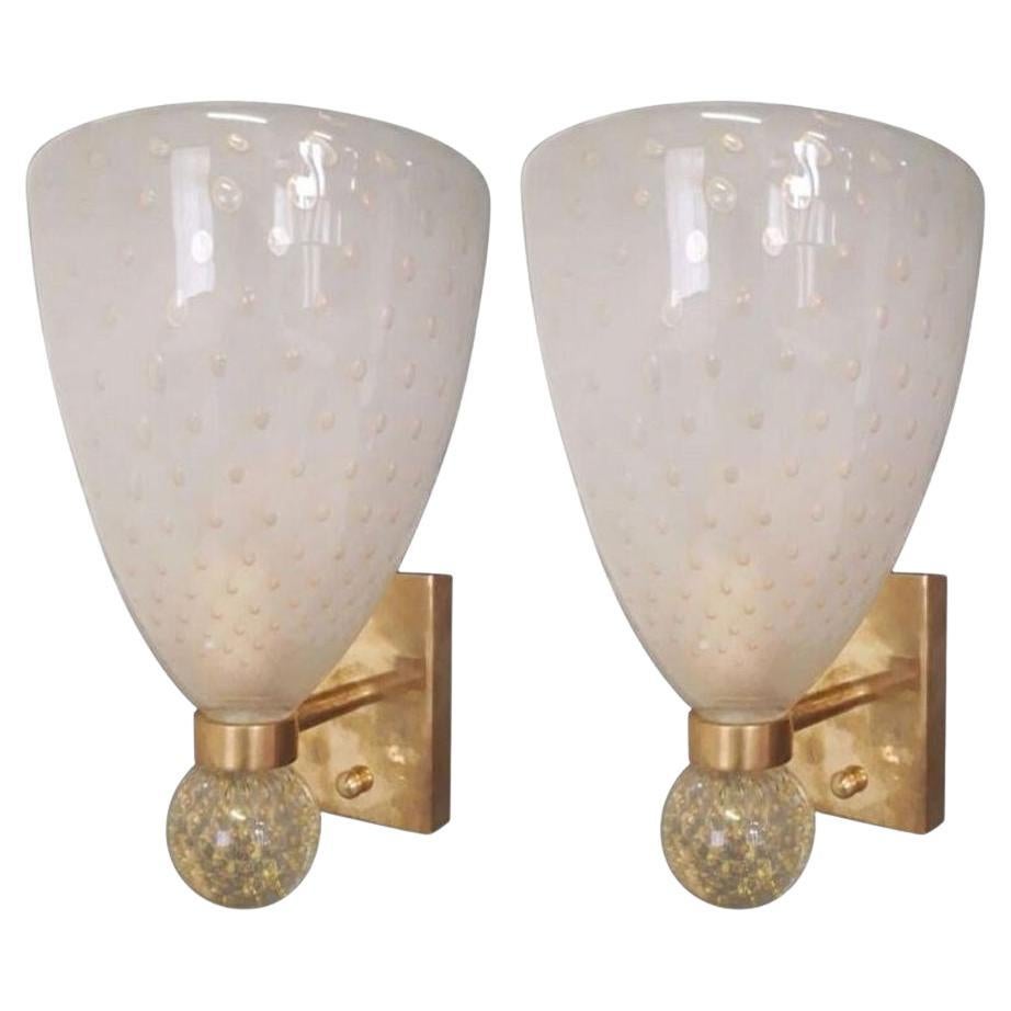 Pareja de apliques Coppa de cristal de Murano Bollicine. Italia, años 70. en venta