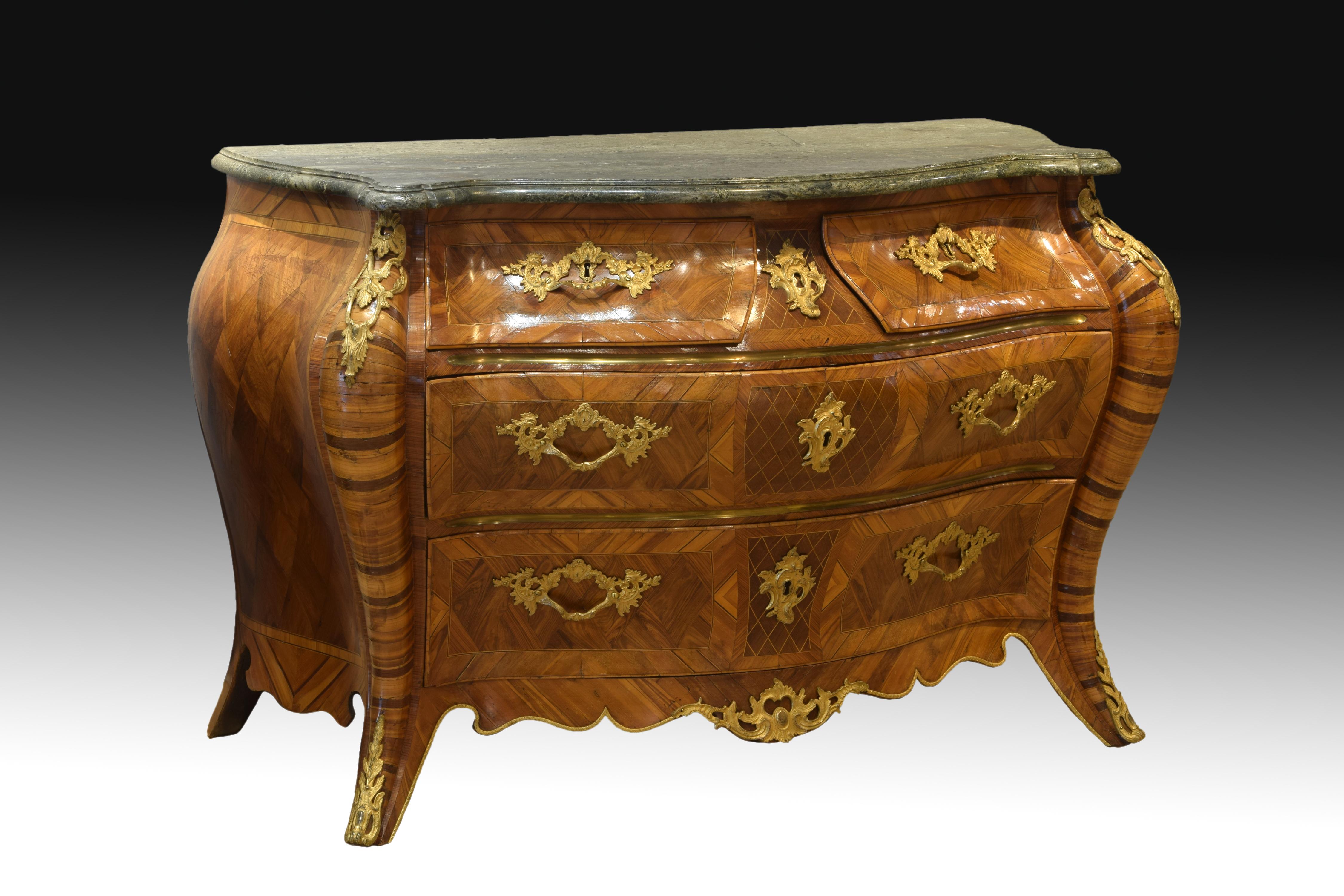 Pair of Bombe Commodes, Wood, Marble, Bronze, Sweden, 18th Century 5