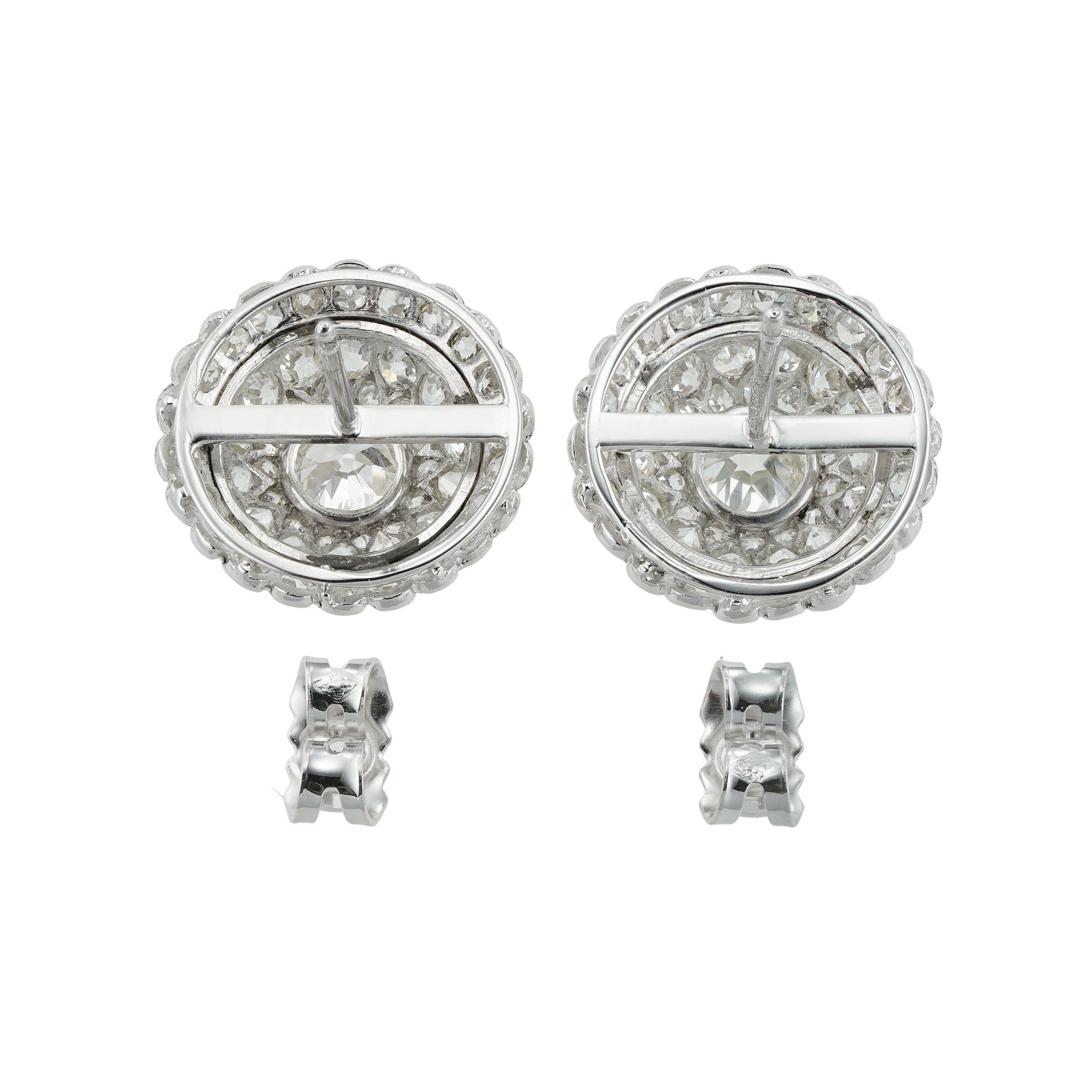 Art Deco Pair of Bombe Diamond-Set Earrings For Sale