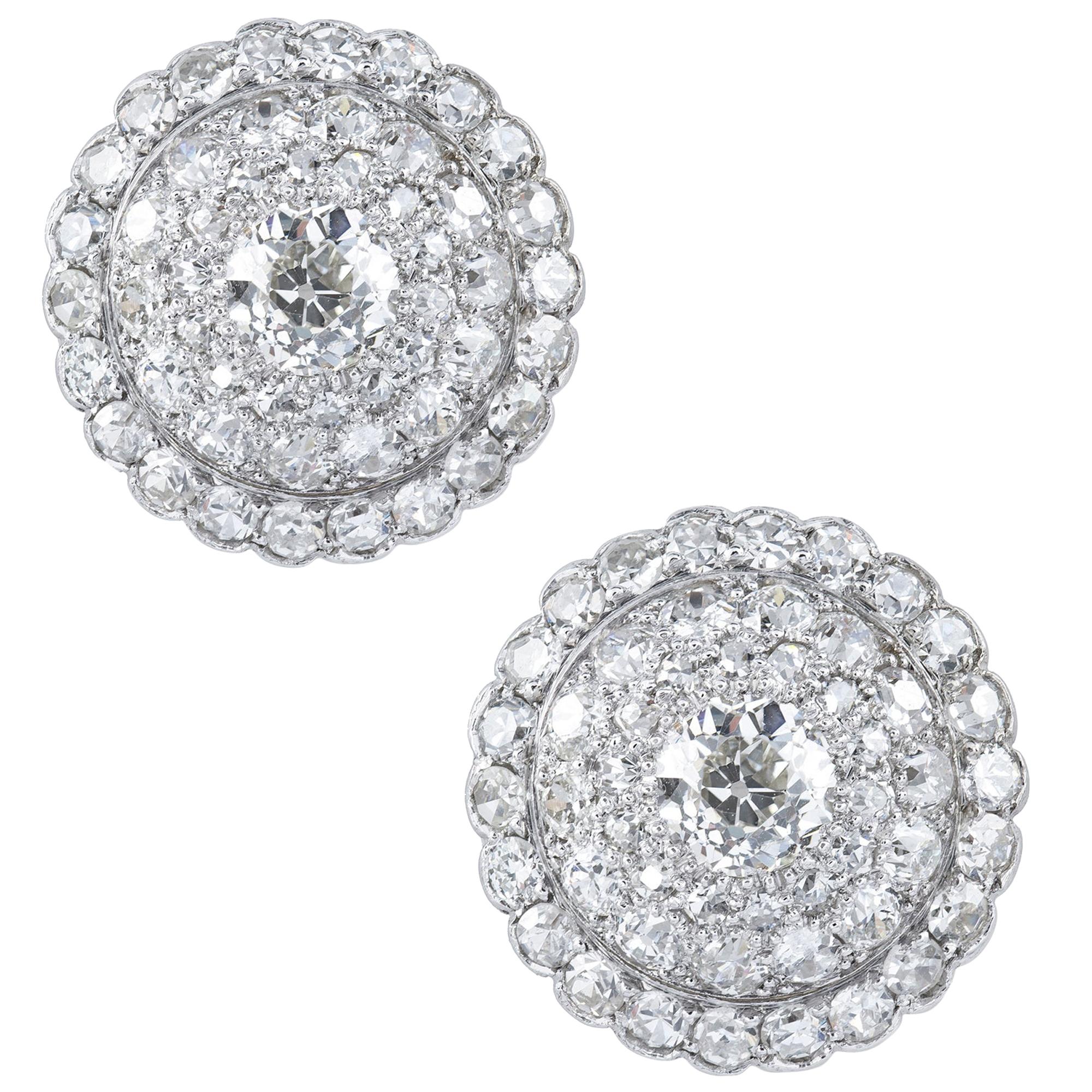 Pair of Bombe Diamond-Set Earrings