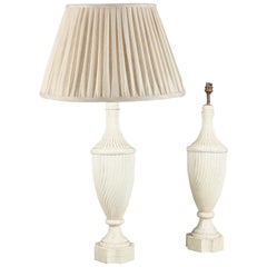 Pair of Bone Inlaid Fluted Baluster Table Lamps