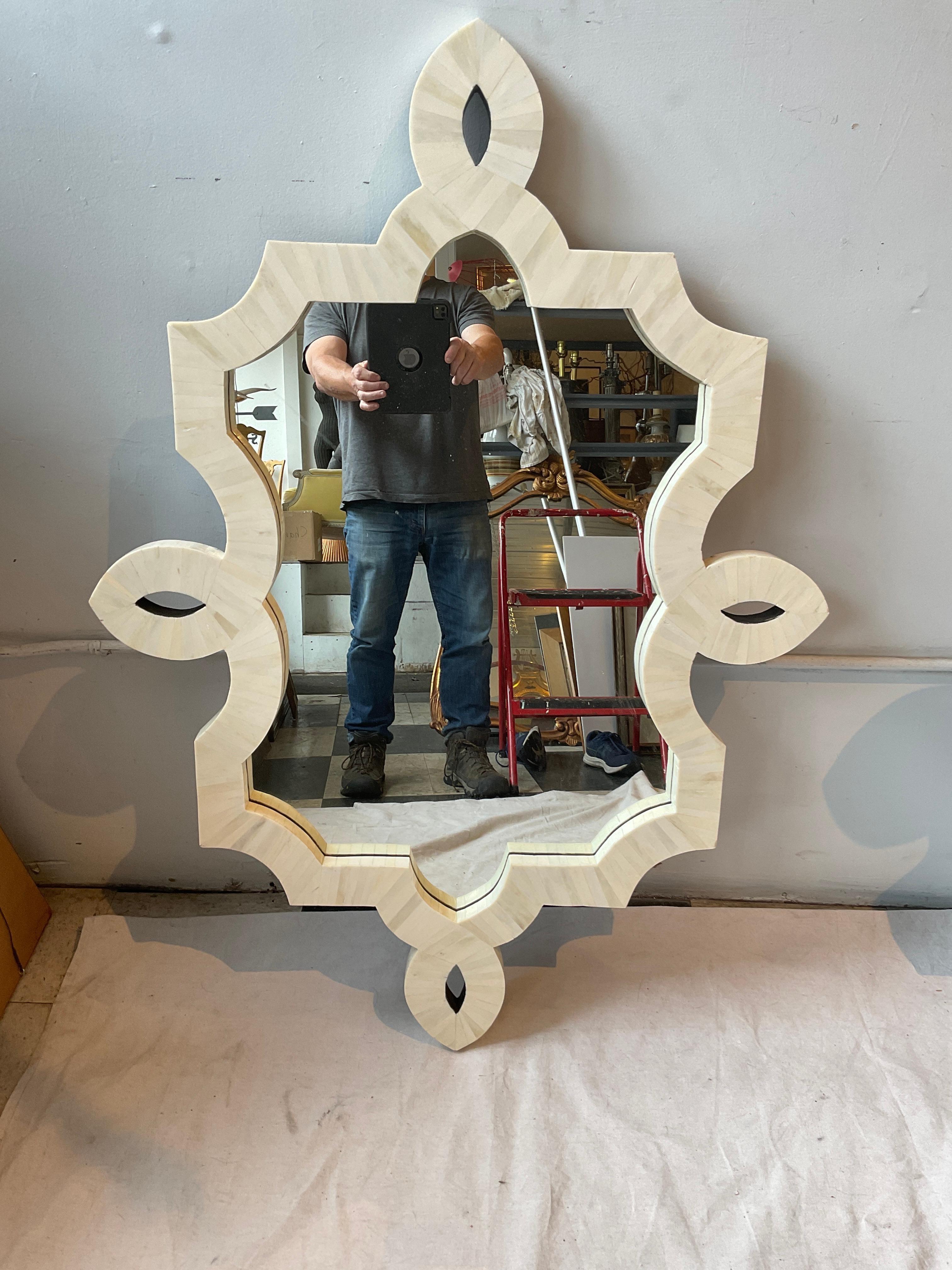 Pair of bone mirrors from a New York City Penthouse.
Two or three pieces of bone repaired as shown in pictures.