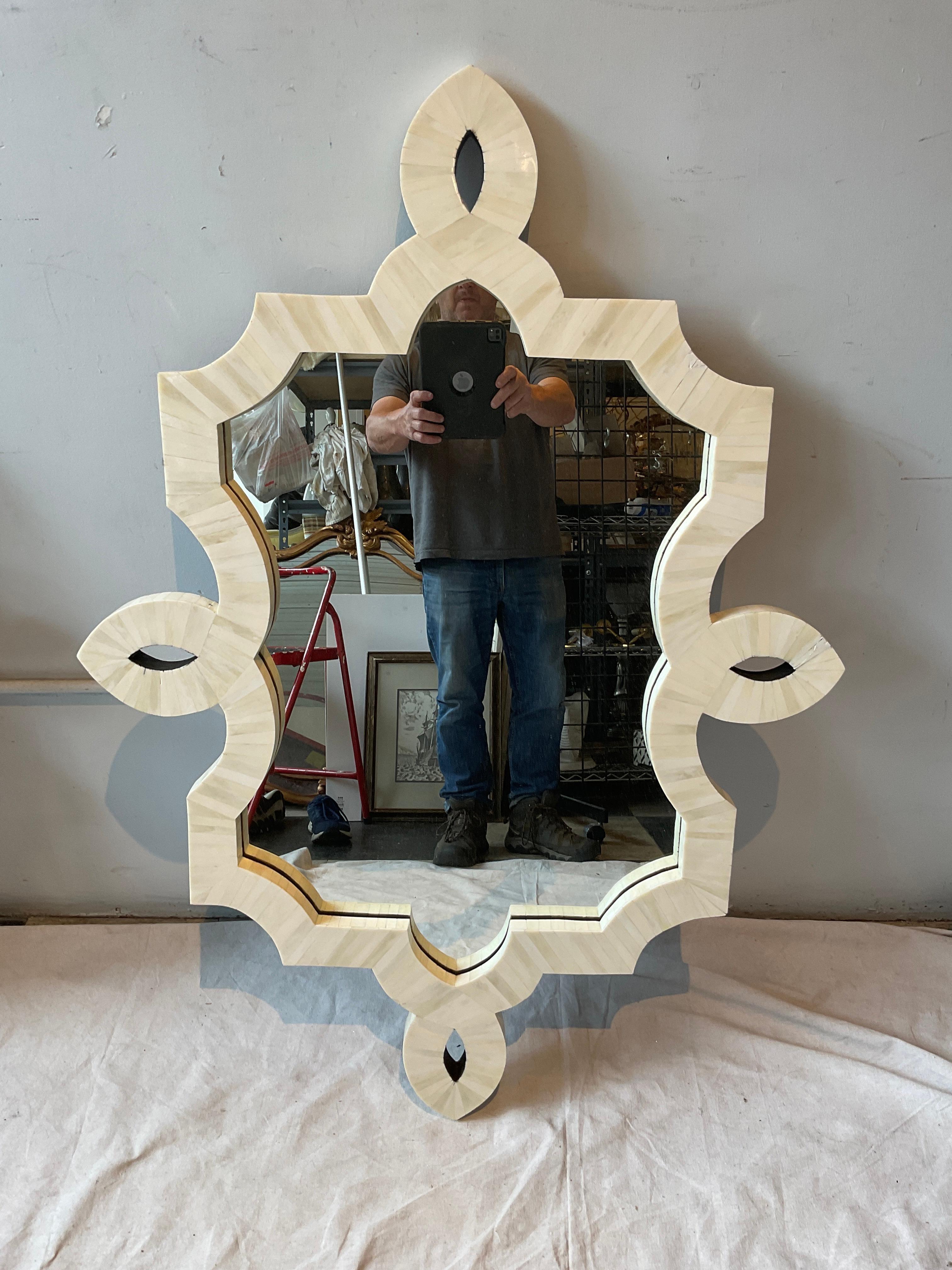 Pair Of Bone Mirrors In Good Condition For Sale In Tarrytown, NY