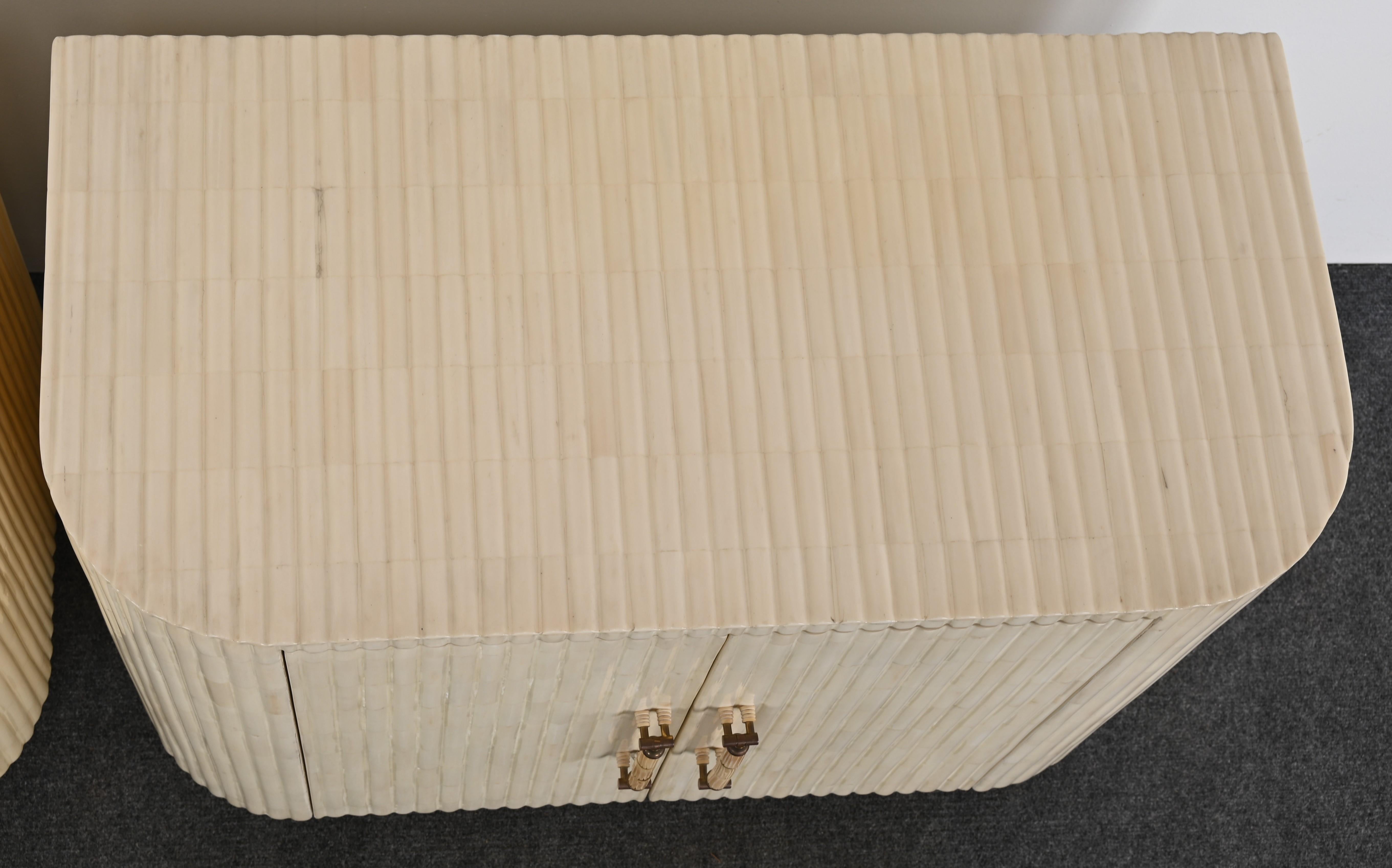 Brass Pair of Bone Night Stands by Enrique Garcel, 1980s