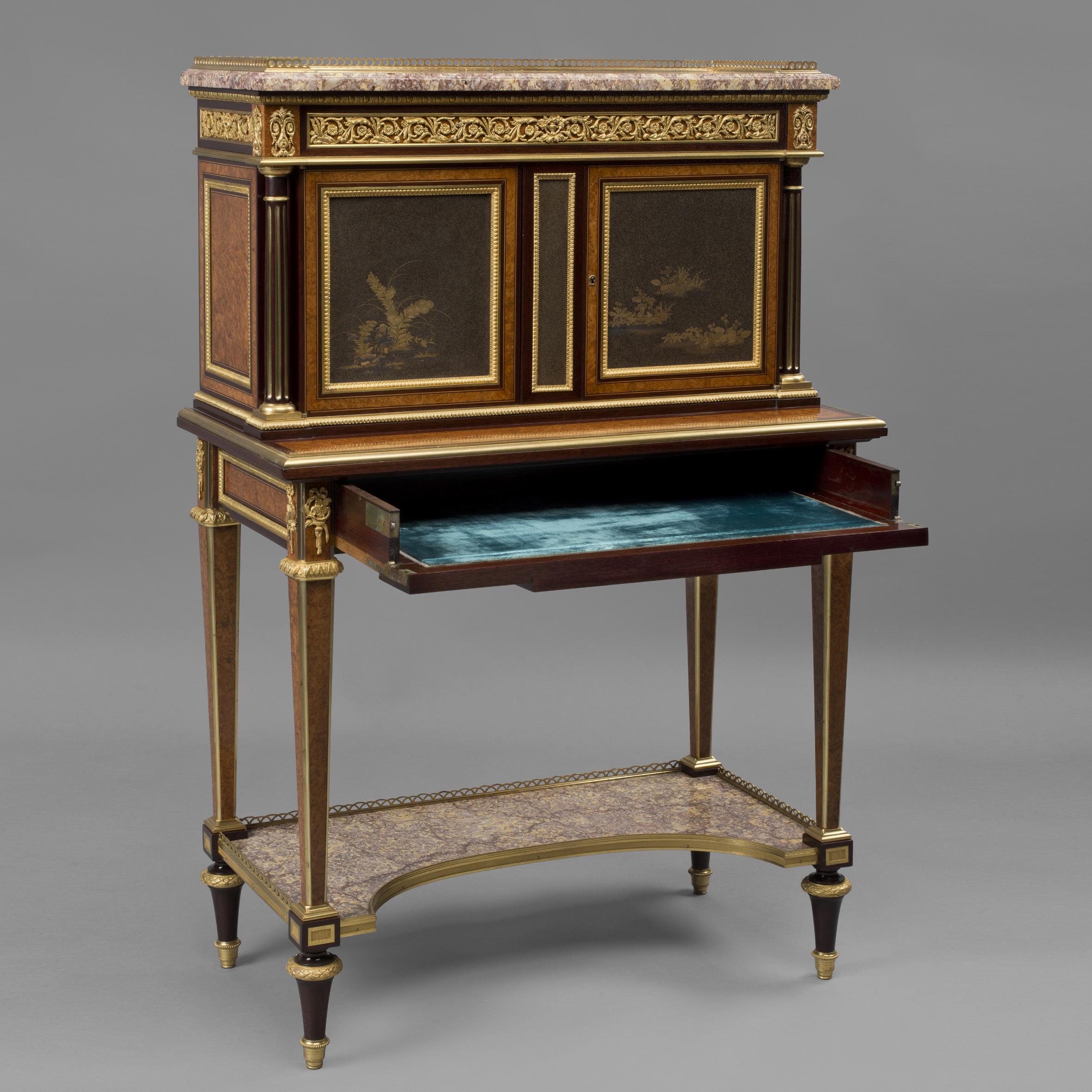 19th Century Pair of Bonheur Du Jours With Lacquer Panels, by Henry Dasson For Sale