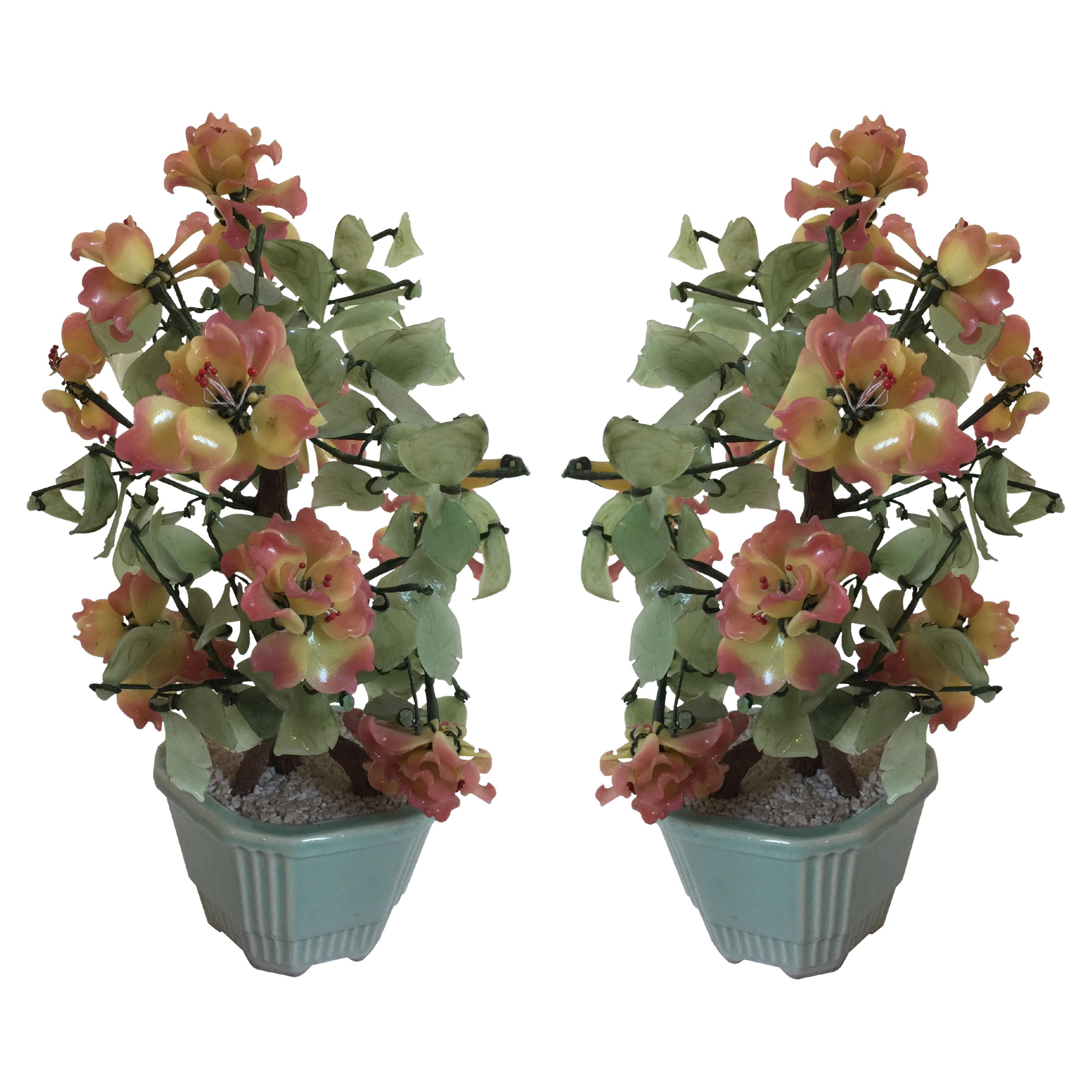 Pair of Bonsai 1980, Glass and Ceramic