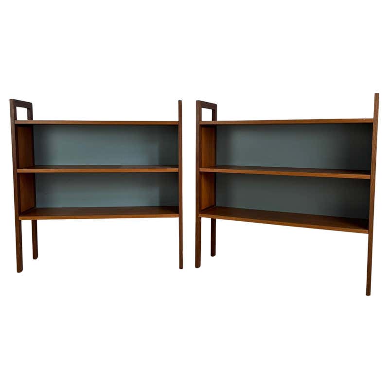 Library Slanted Double Side Rack A Pair of Mid Century Oak Slanted Library Bookcases - Double Sided ...