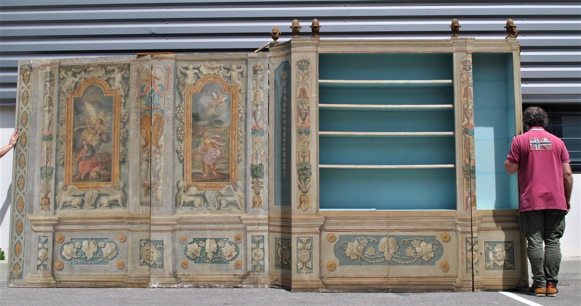 Pair of Bookcases with Painted Panels from the 17th Century For Sale 4