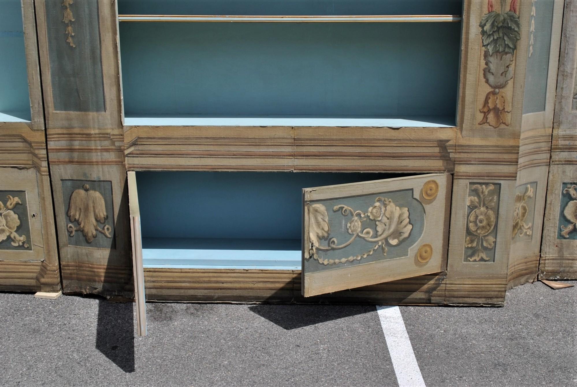 18th Century and Earlier Pair of Bookcases with Painted Panels from the 17th Century For Sale