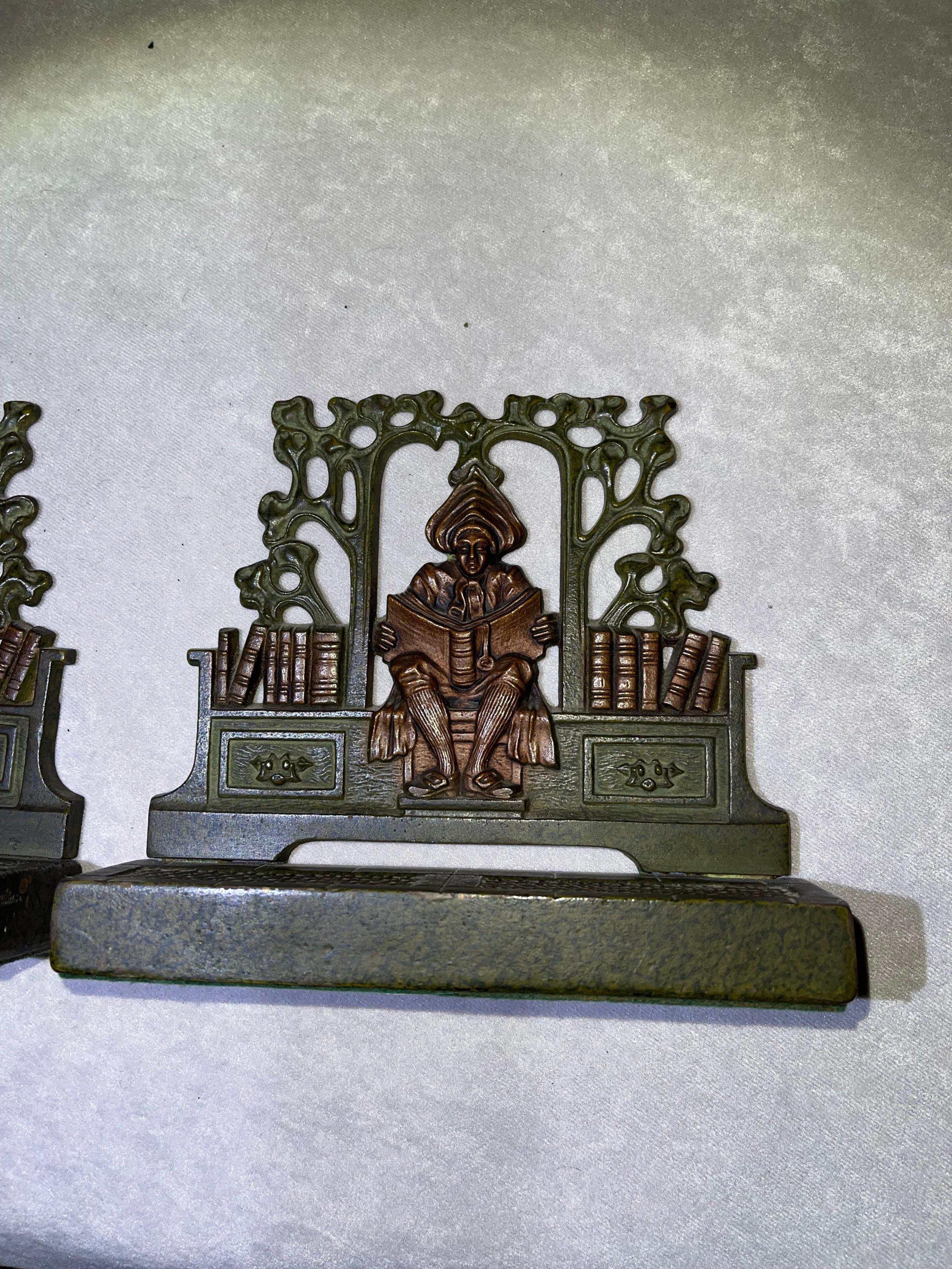 Art Nouveau Pair of Bookends by Judd Co. w/ Factory Label 