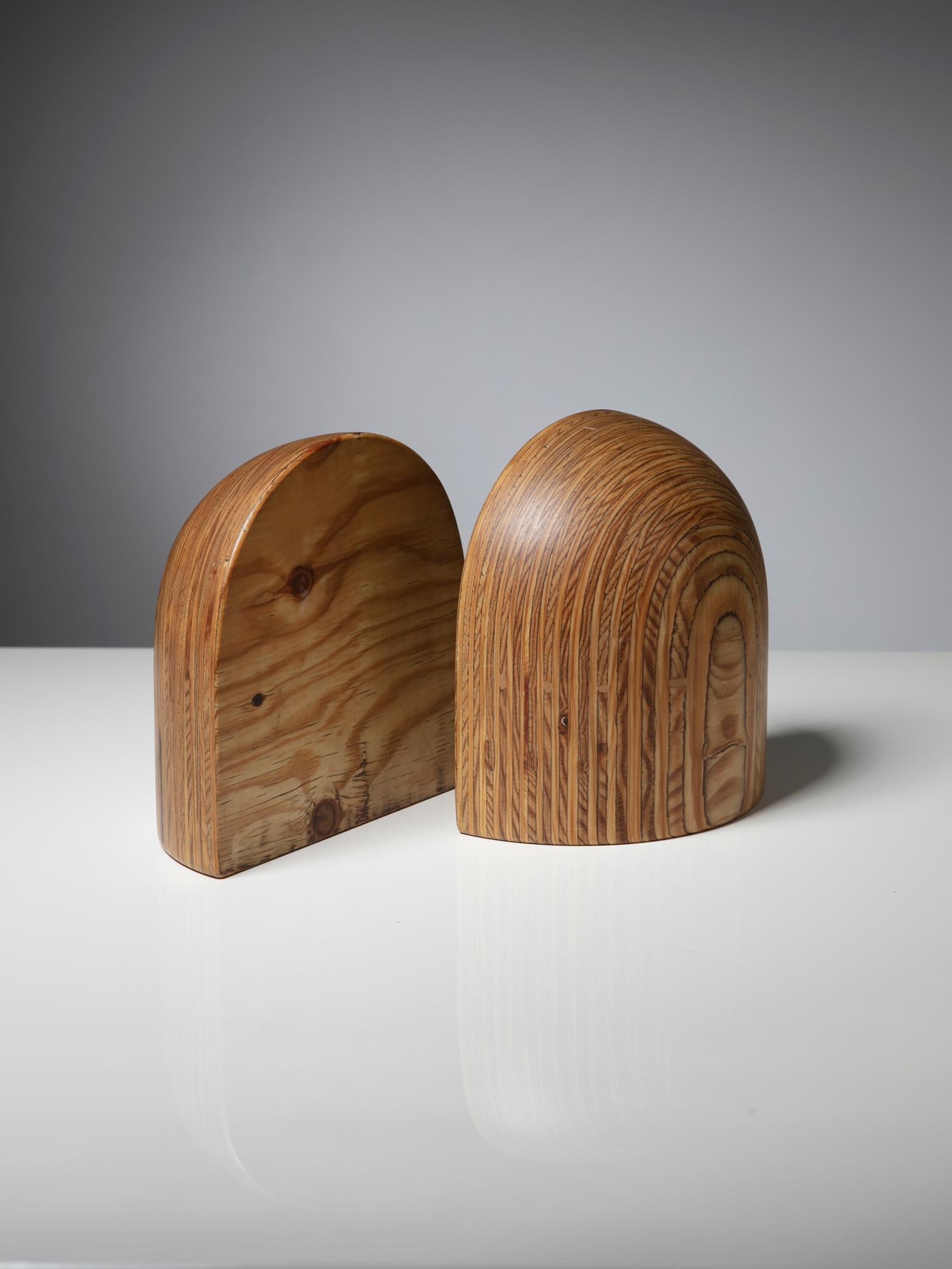Rare set of wood bookends by Pino Pedano.
  