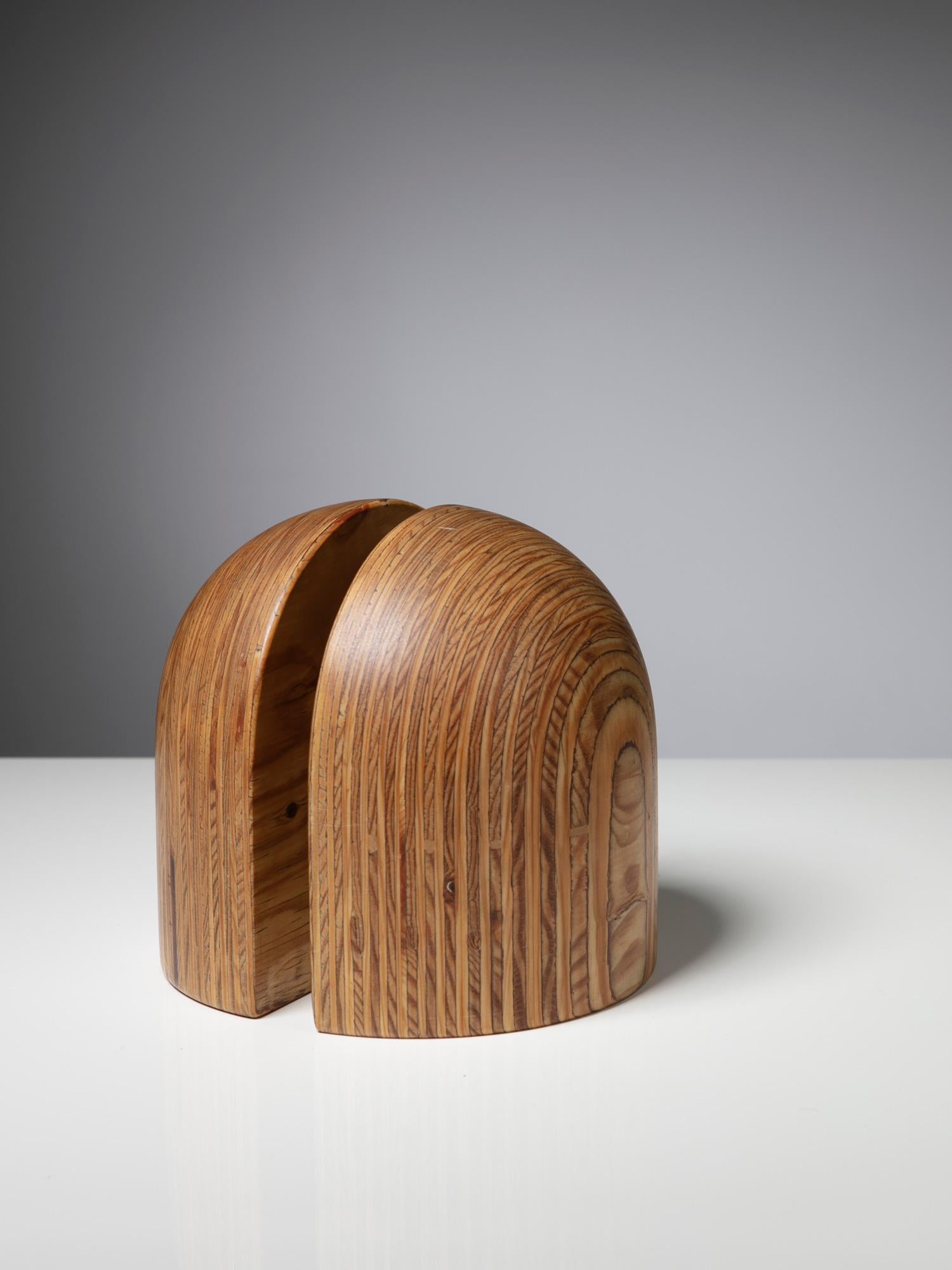 Italian Rare Set of Two Wood Bookends by Pino Pedano, Italy, 1980s For Sale