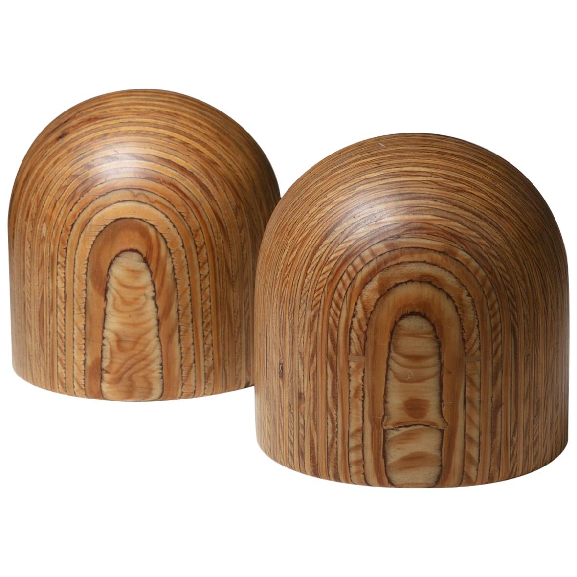 Rare Set of Two Wood Bookends by Pino Pedano, Italy, 1980s For Sale