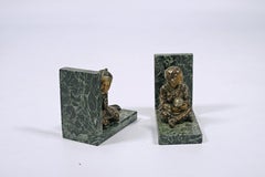 Art Deco Bookends by Hester Mabel White, Polychromed Bronze, 1920