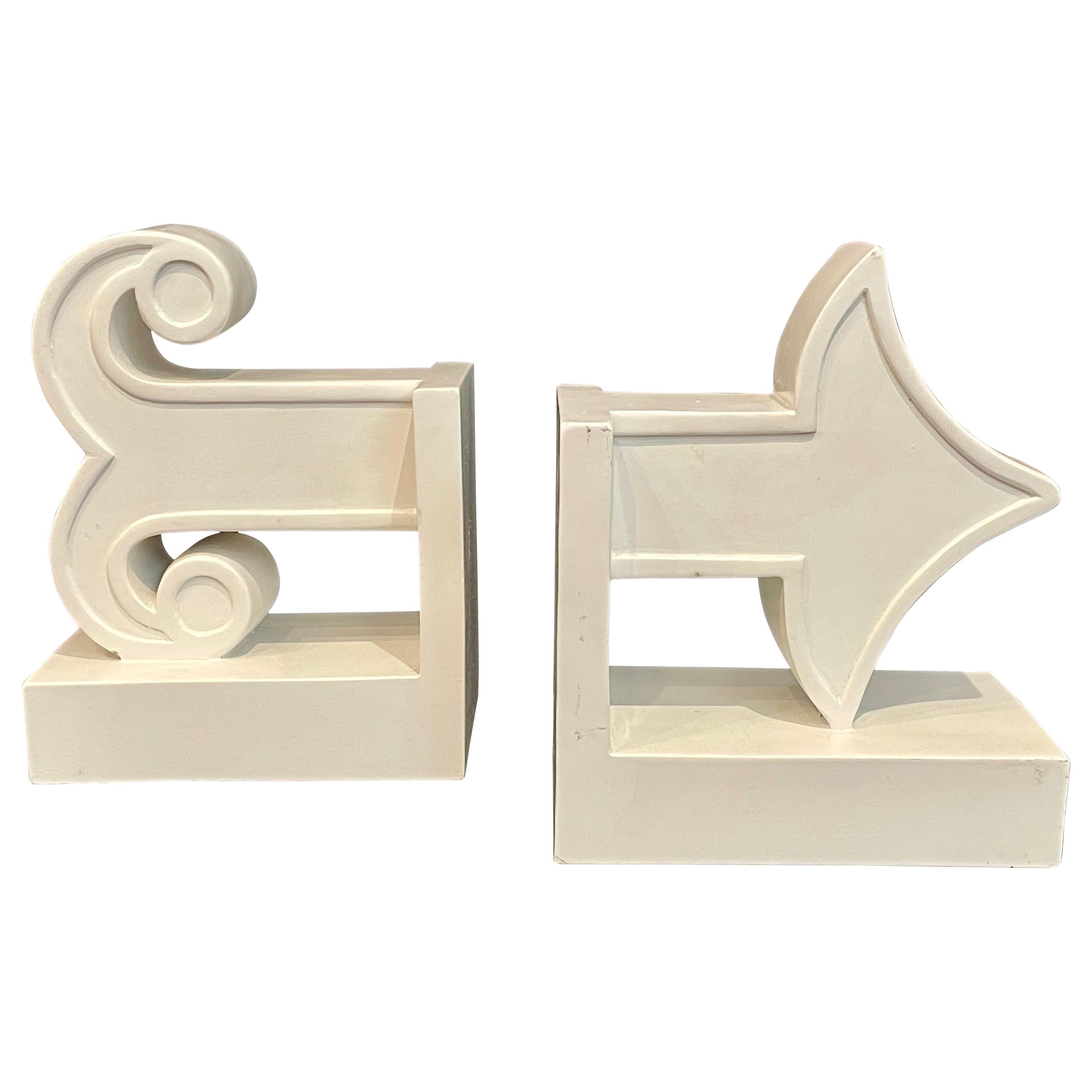 Pair of Bookends Happy Chic White Arrow For Sale