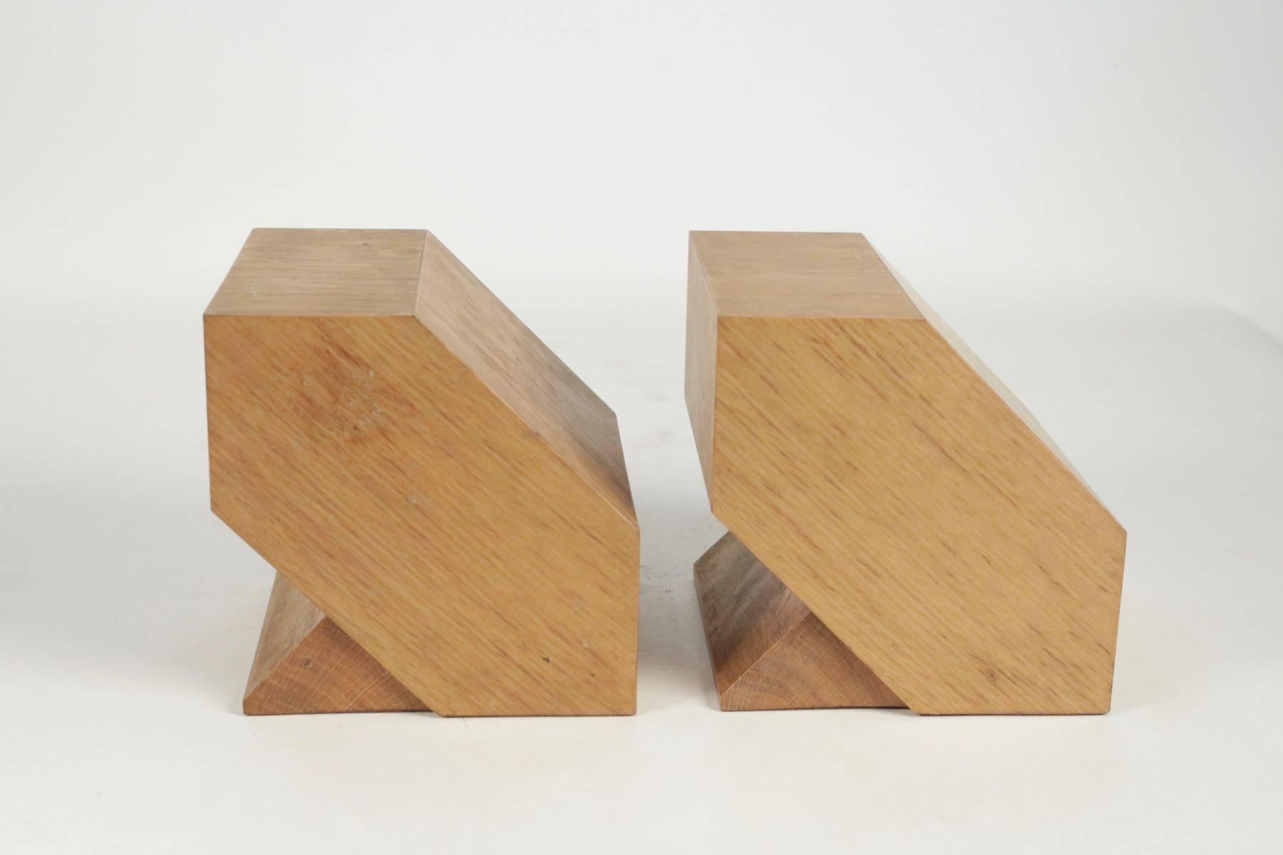 Pair of Bookends in Light Oak, circa 1960, Midcentury, Vintage Design In Excellent Condition In Saint-Ouen, FR
