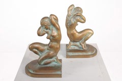 Pair of Bookends in Patinated Bronze by Tinos, Made in Denmark, 1930s