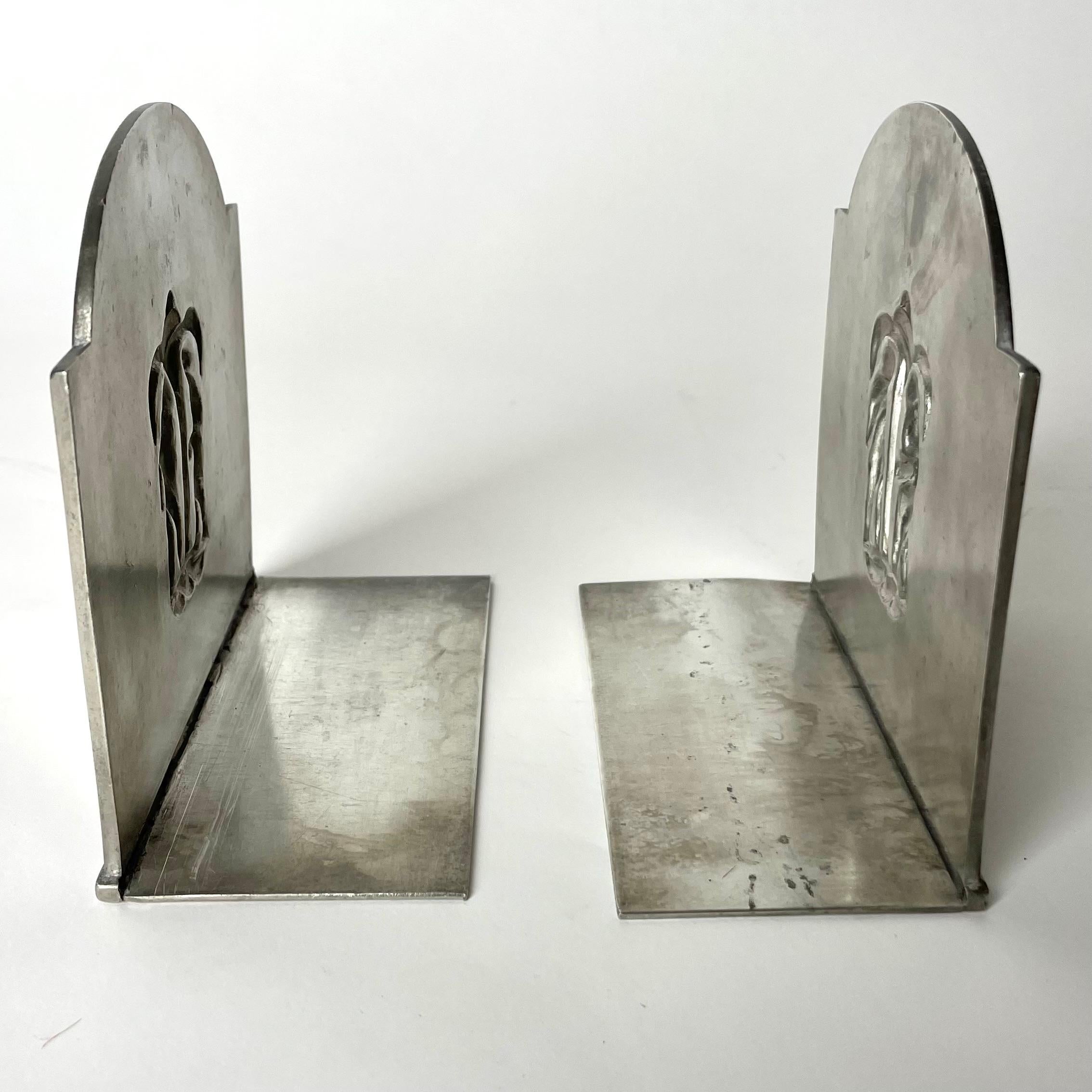 Pair of Bookends in Pewter with decoration of Adam and Eve by Just Andersen 1930 In Good Condition For Sale In Knivsta, SE
