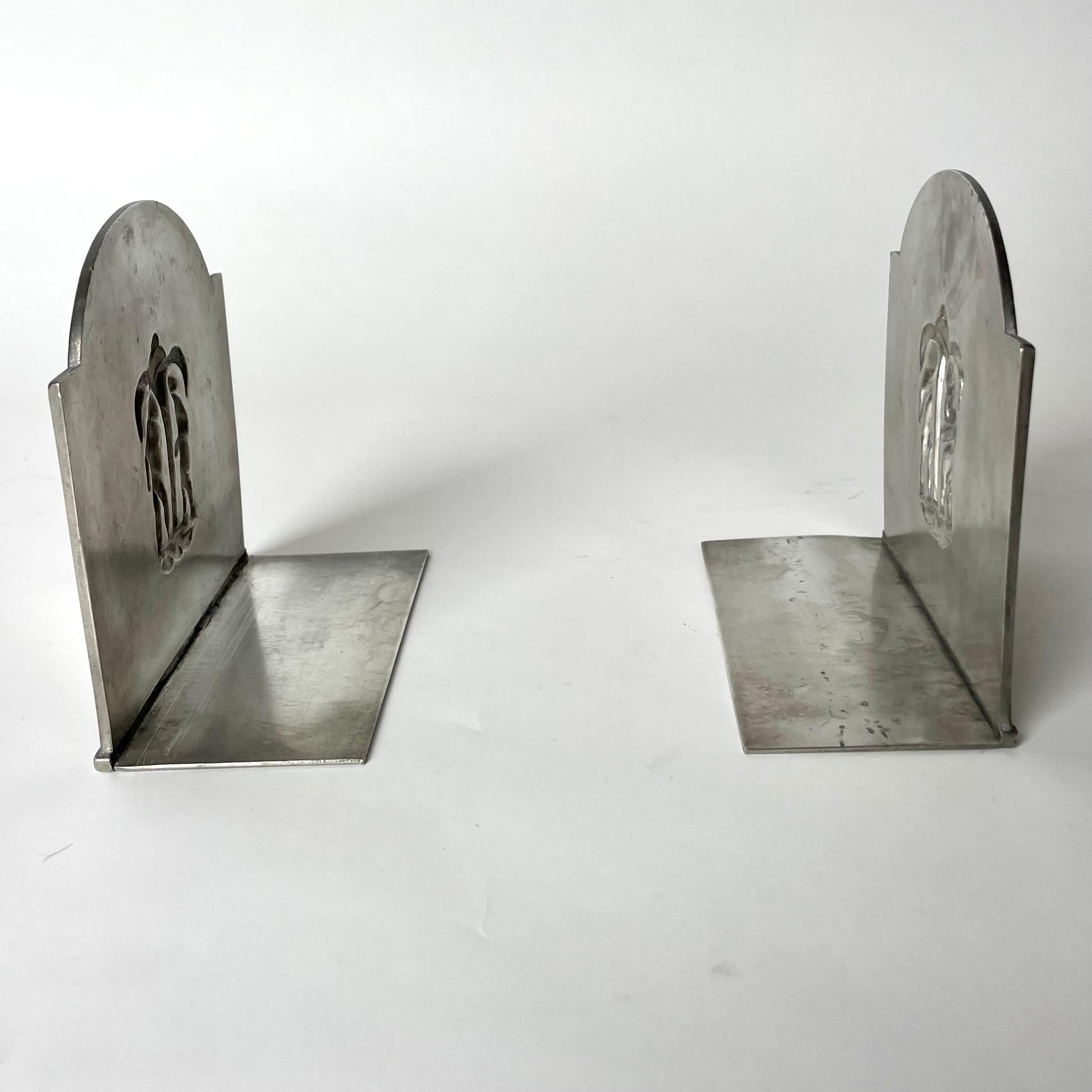 Mid-20th Century Pair of Bookends in Pewter with decoration of Adam and Eve by Just Andersen 1930 For Sale