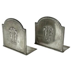 Vintage Pair of Bookends in Pewter with decoration of Adam and Eve by Just Andersen 1930