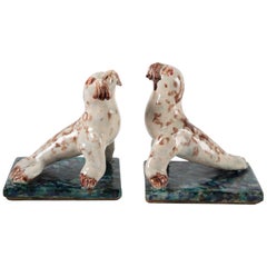 Vintage Pair of Bookends, Seal, Ceramic, 1950